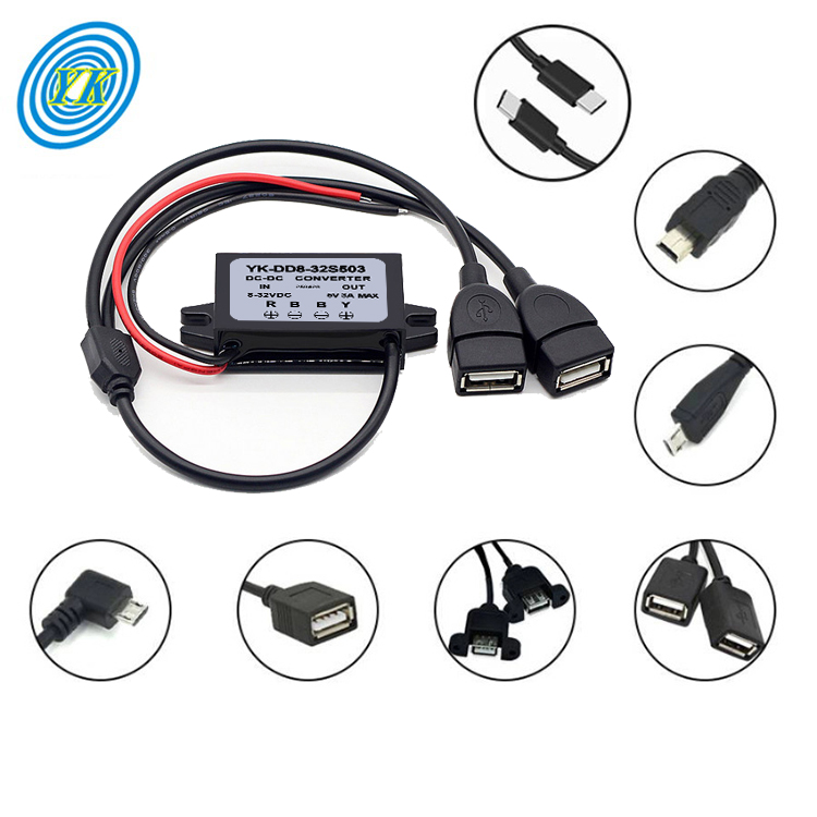 YUCOO 12v to 5v Converter Buck Module Usb Output Adapter Dc Car Power Converter